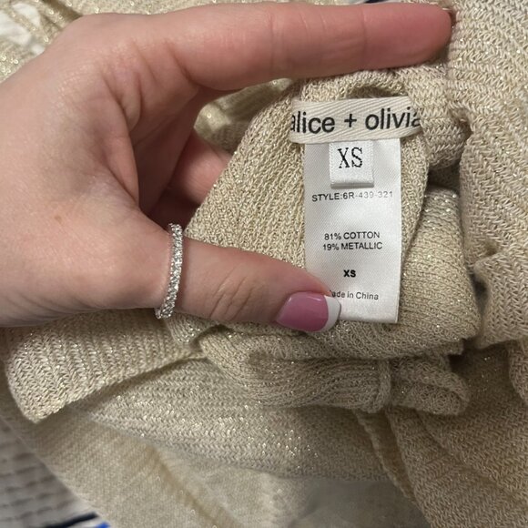 Alice + Olivia Gold Sparkle Knit Tank Blouse Size XS - Picture 6 of 8